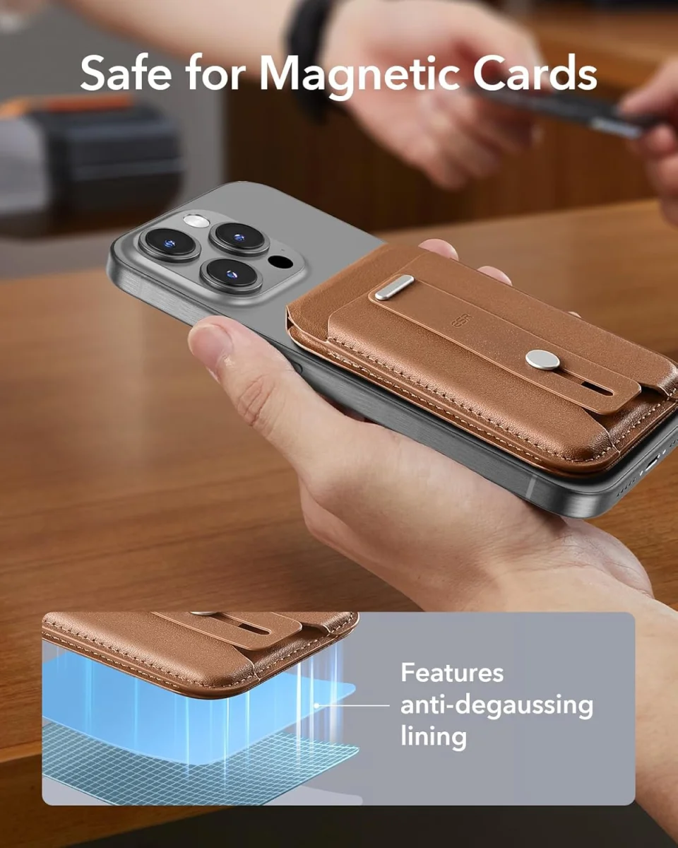 ESR Grip Wallet Stand MagSafe Kaarthouder met Standaard Bruin afbeelding 7