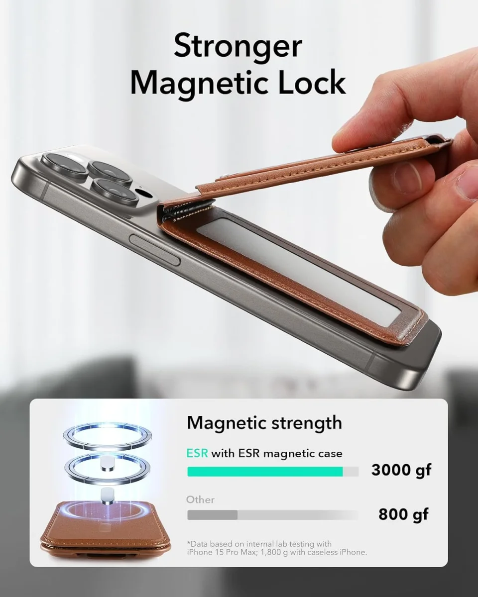 ESR Grip Wallet Stand MagSafe Kaarthouder met Standaard Bruin afbeelding 8