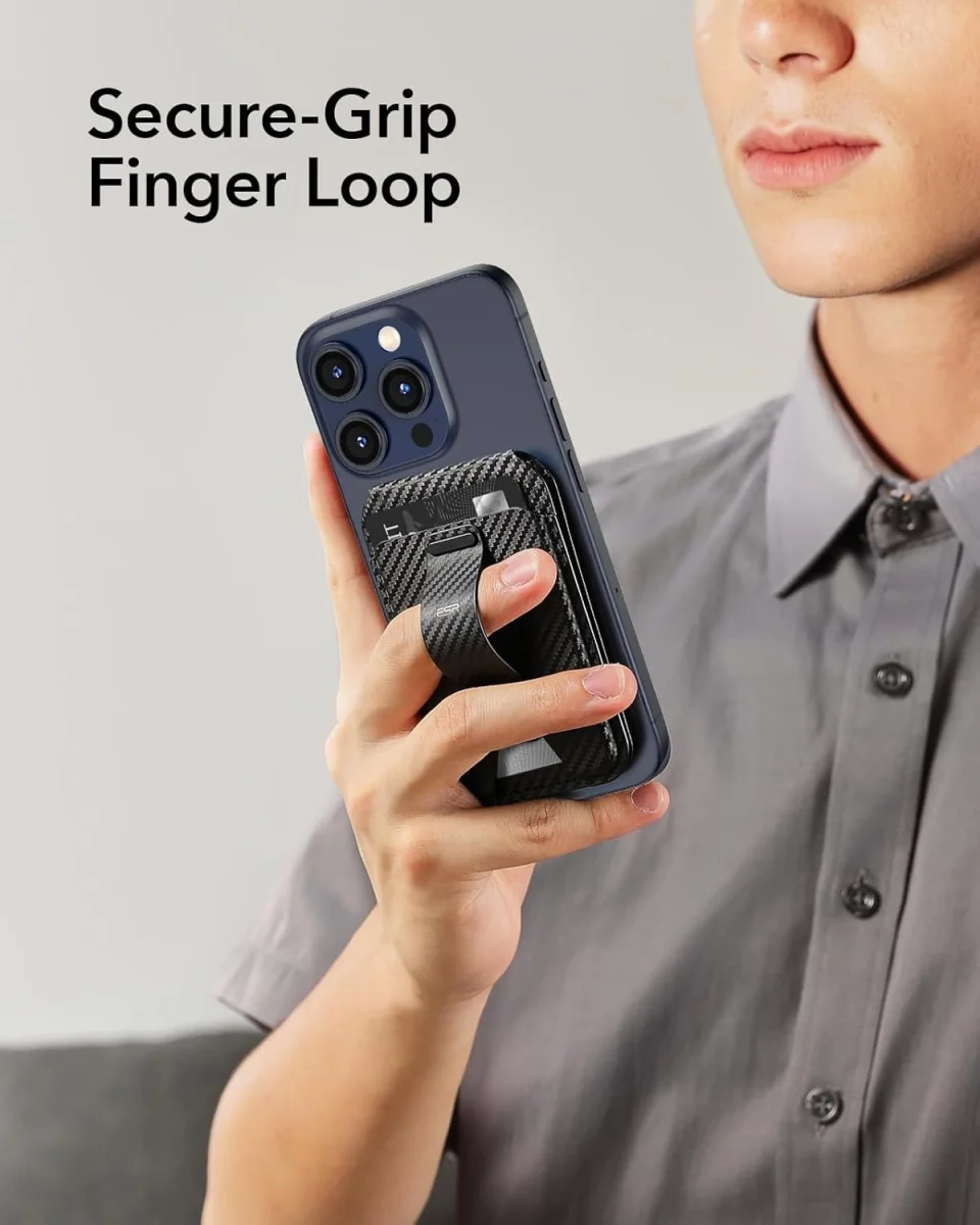 ESR Grip Wallet Stand MagSafe Kaarthouder met Standaard Carbon afbeelding 4