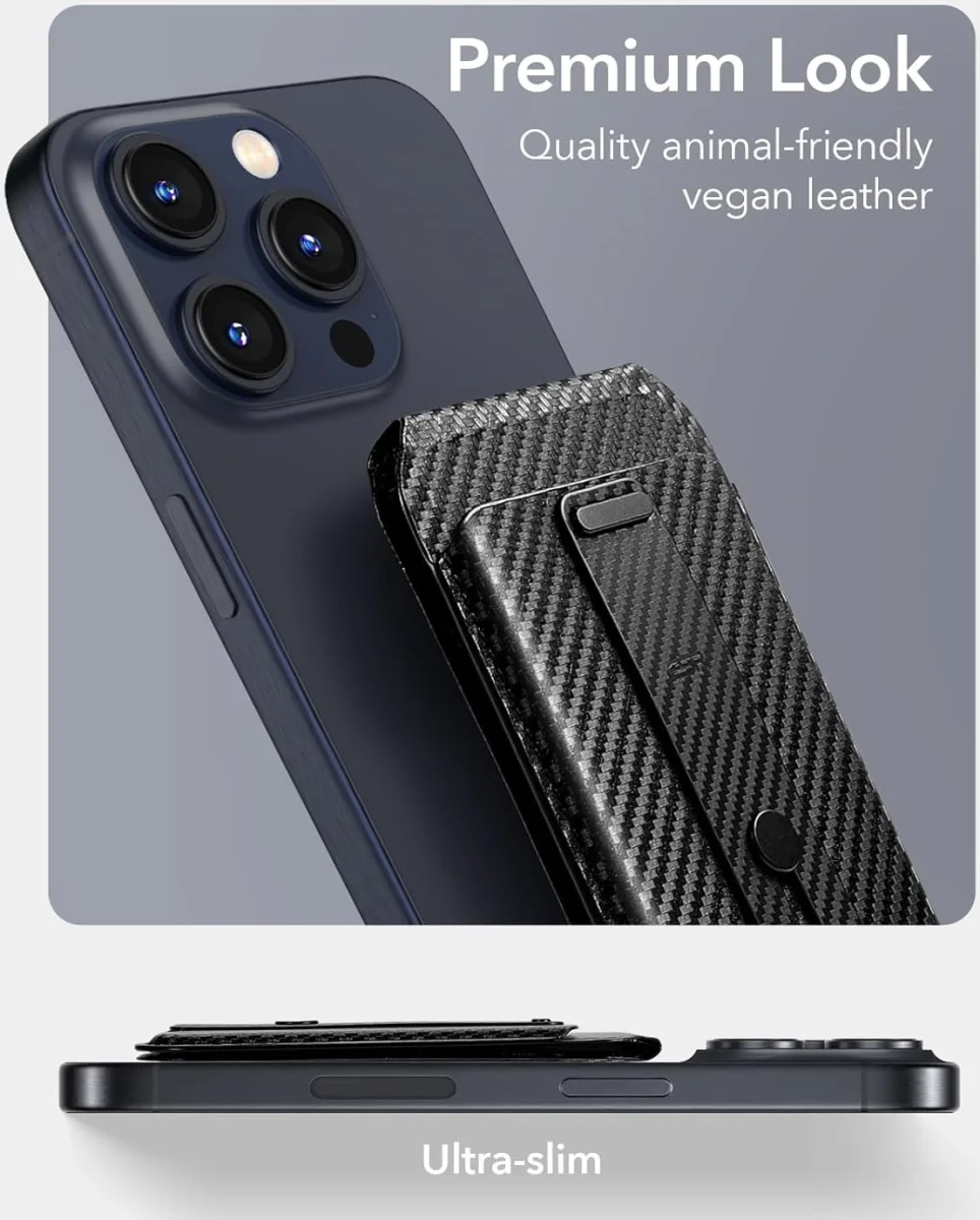 ESR Grip Wallet Stand MagSafe Kaarthouder met Standaard Carbon afbeelding 6