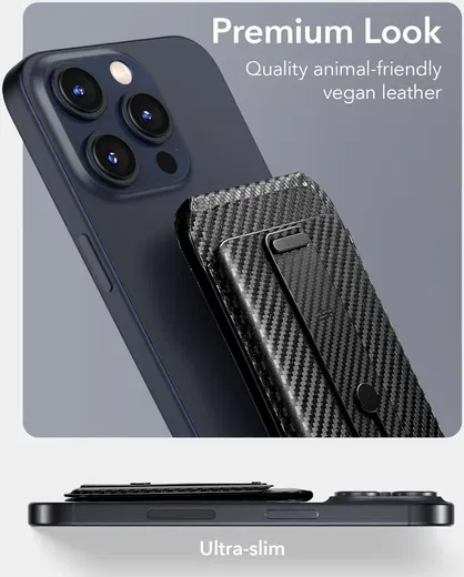 ESR Grip Wallet Stand MagSafe Kaarthouder met Standaard Carbon afbeelding 6