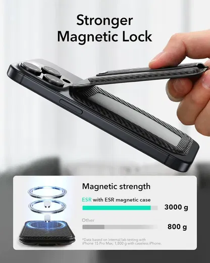 ESR Grip Wallet Stand MagSafe Kaarthouder met Standaard Carbon afbeelding 8