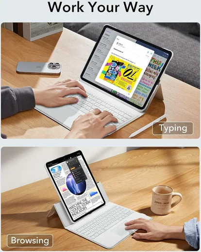 ESR Ascend Keyboard iPad Pro 12.9 (2022/2021/2020/2018) Toetsenbord Hoes Wit afbeelding 2