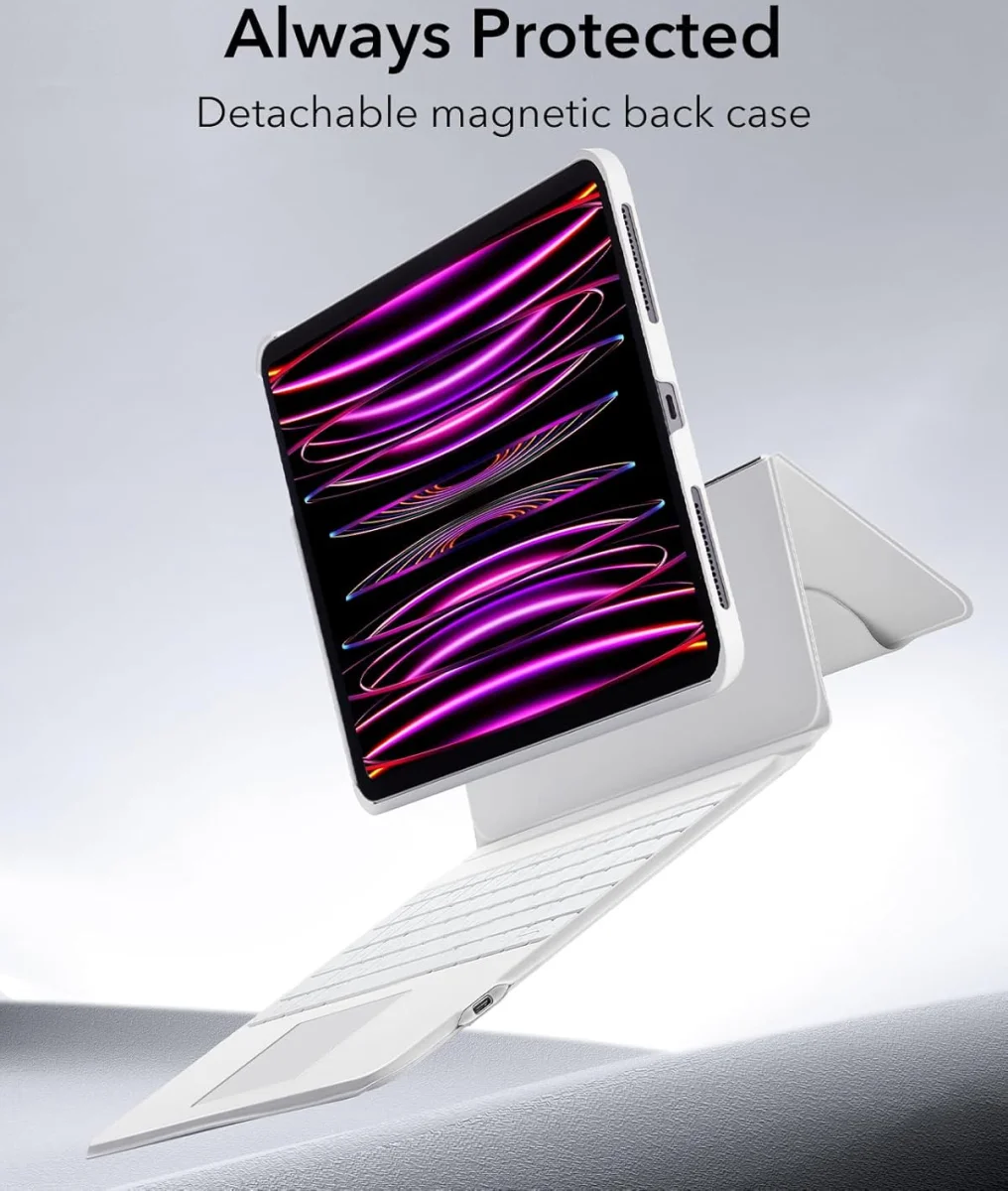 ESR Ascend Keyboard iPad Pro 12.9 (2022/2021/2020/2018) Toetsenbord Hoes Wit afbeelding 8