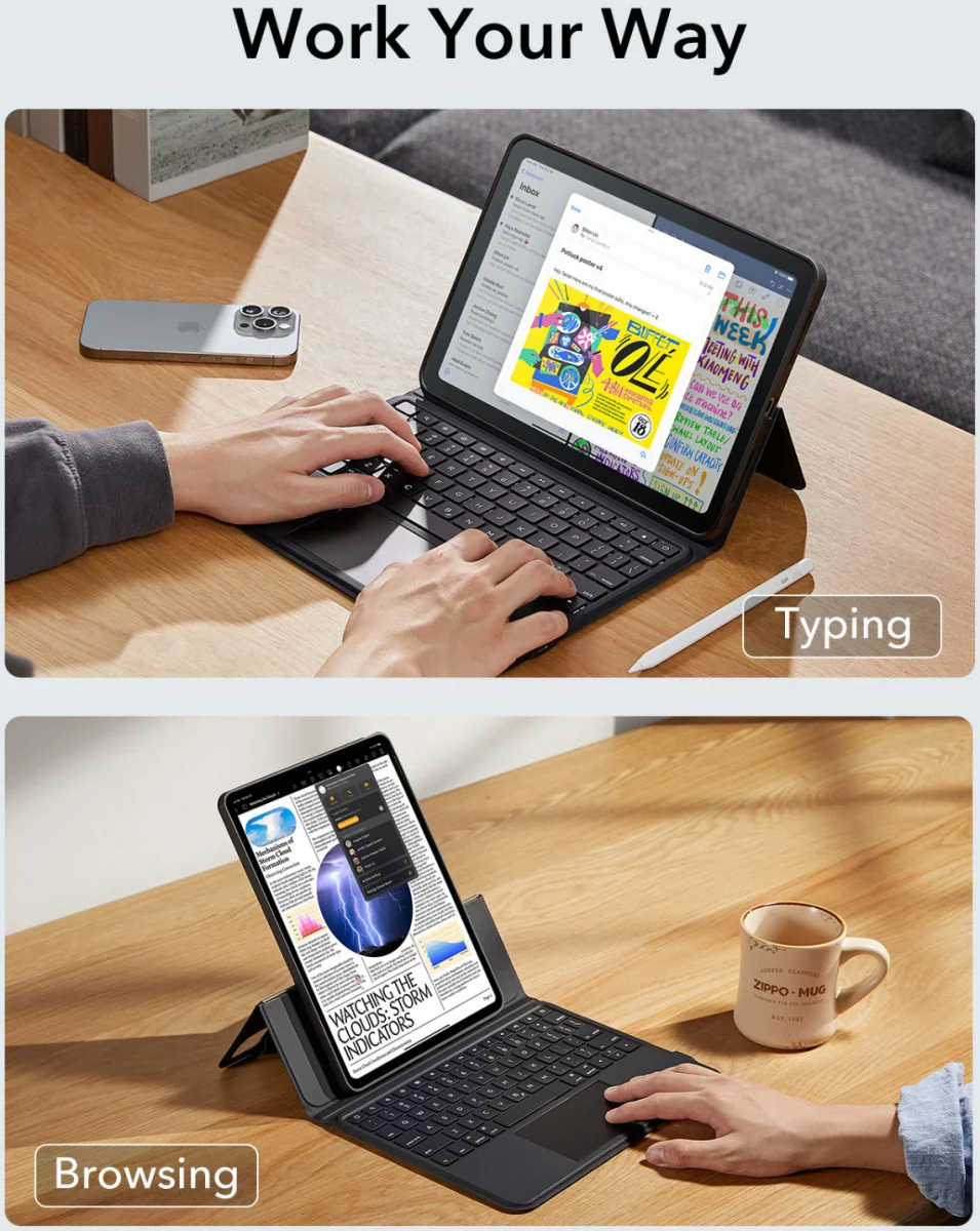 ESR Ascend Keyboard Case iPad Pro 11 (2024/2025) Toetsenbord Hoes Zwart afbeelding 3