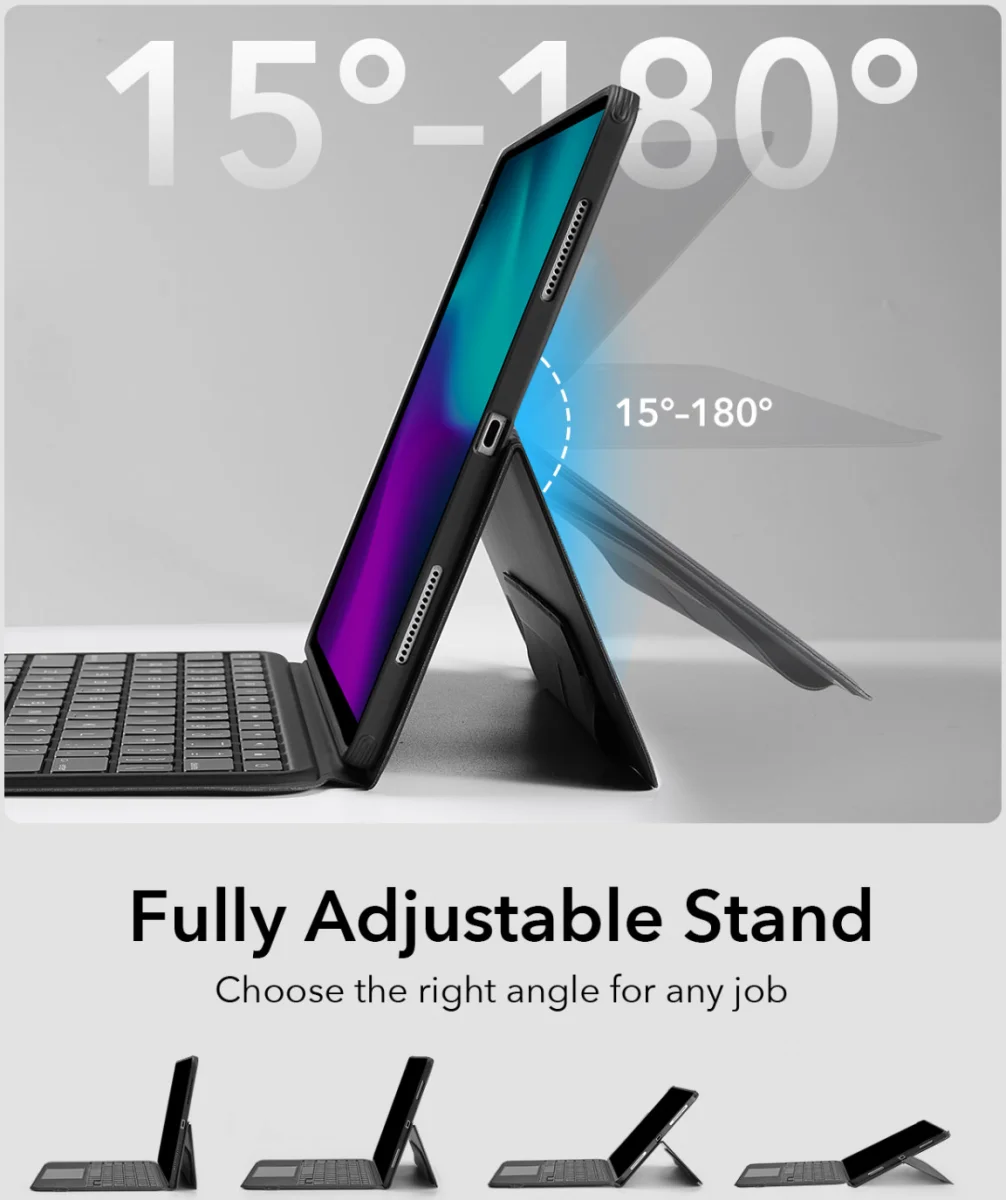 ESR Ascend Keyboard Case iPad Pro 11 (2024/2025) Toetsenbord Hoes Zwart afbeelding 4