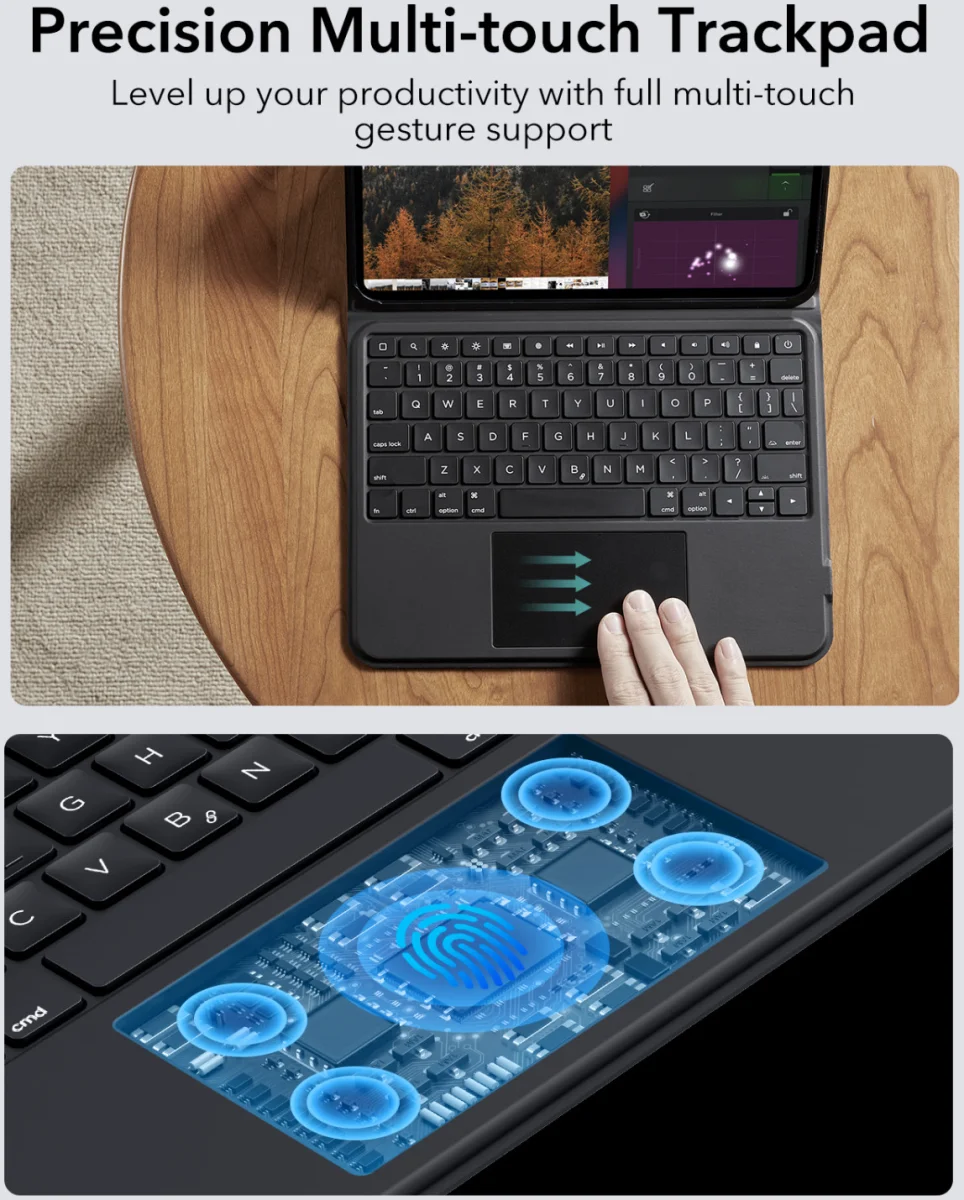 ESR Ascend Keyboard Case iPad Pro 11 (2024/2025) Toetsenbord Hoes Zwart afbeelding 6