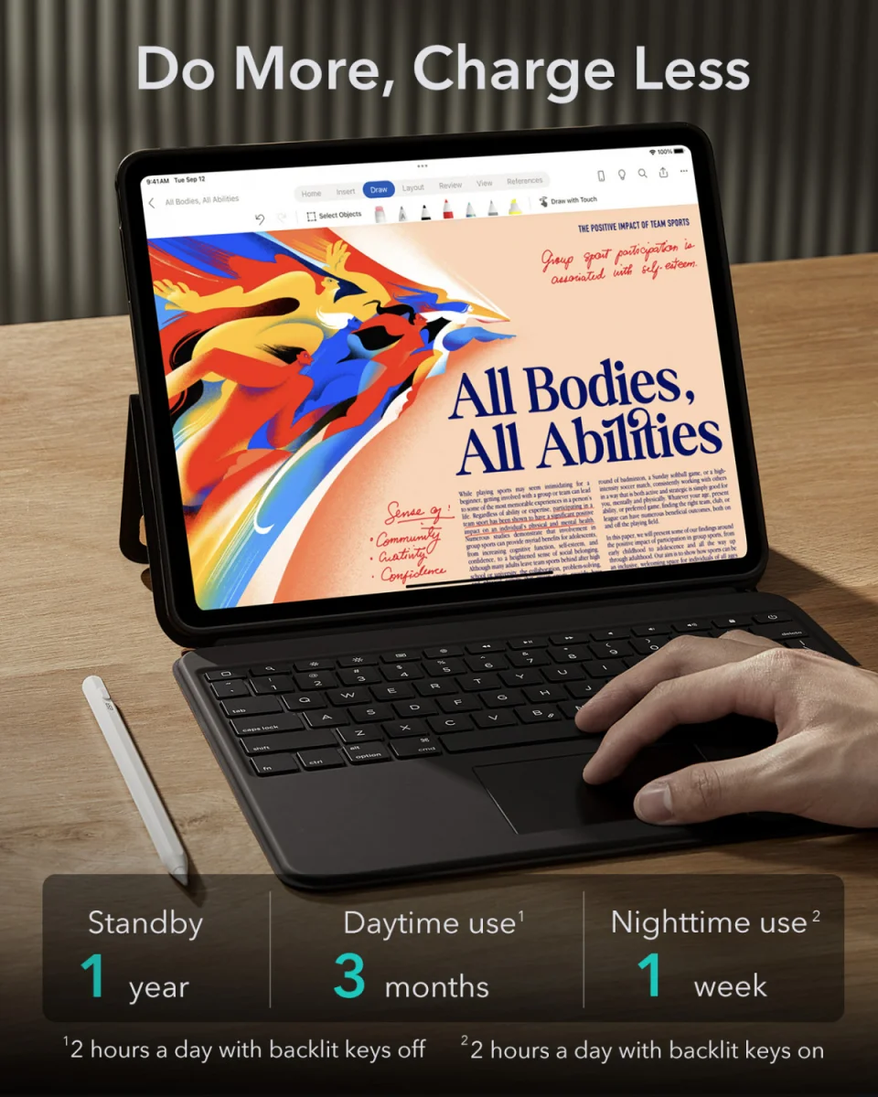 ESR Ascend Keyboard Case iPad Pro 13 (2024/2025) Magnetisch US Toetsenbord Hoes afbeelding 6