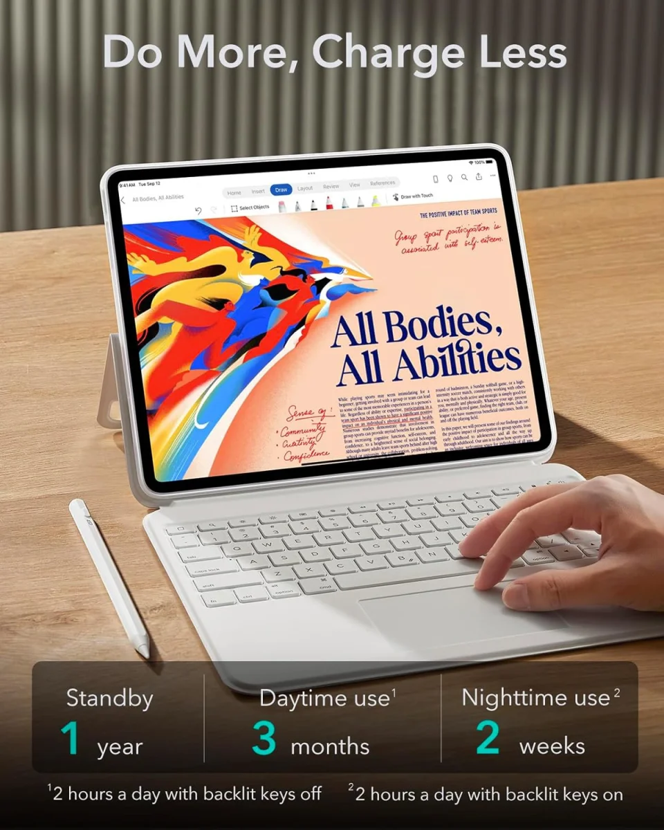 ESR Ascend Keyboard iPad Pro 13 (2024/2025) Magnetische Toetsenbord Hoes Wit afbeelding 6