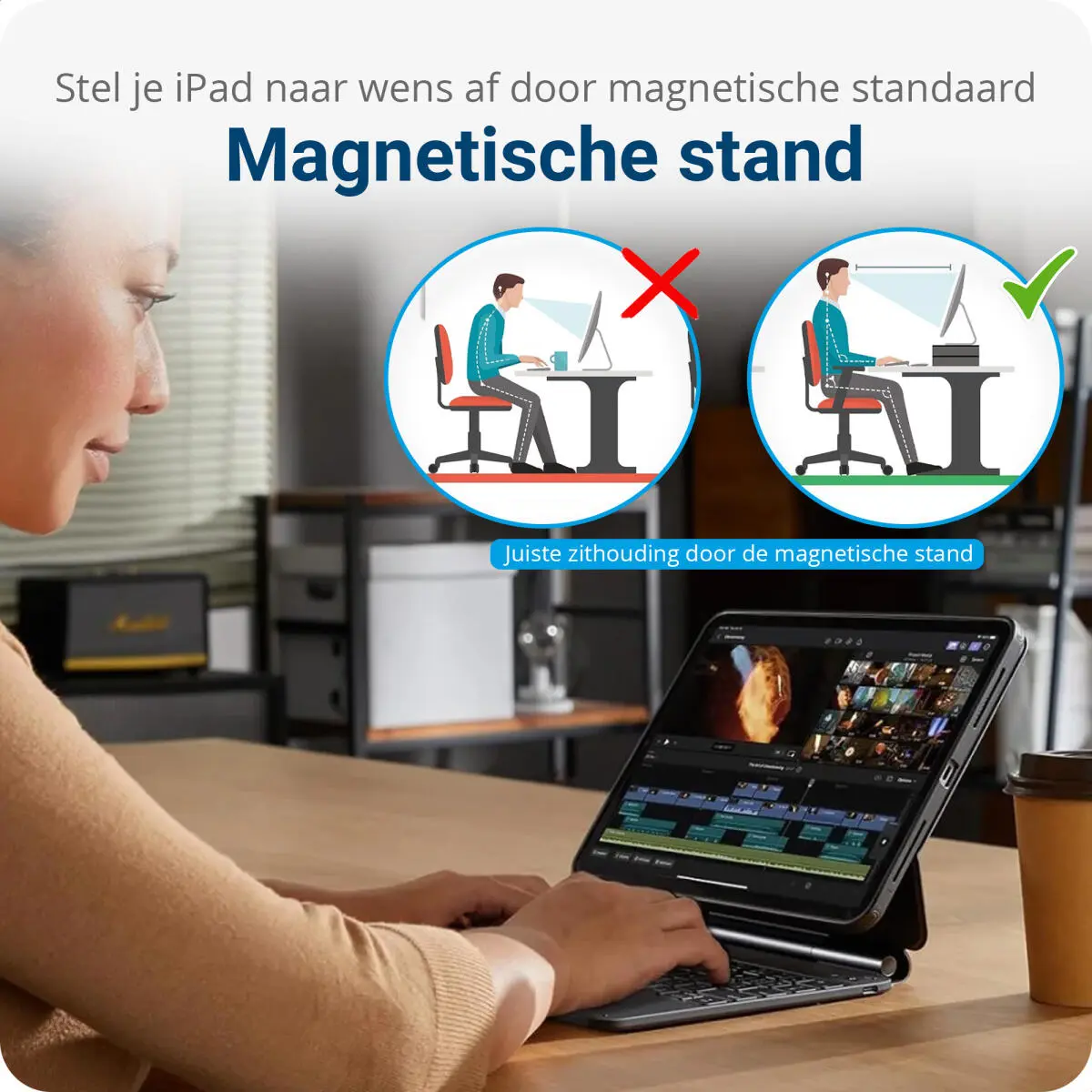 ESR Rebound Magnetic 360 iPad Pro 11 (2024/2025) Toetsenbord Hoes Zwart afbeelding 5