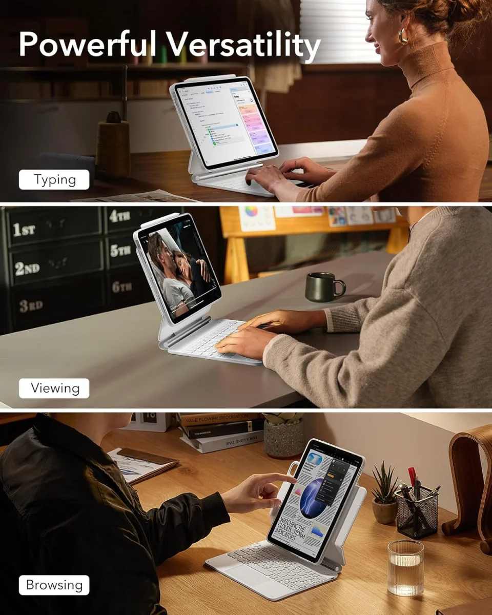 ESR Rebound Magnetic 360 iPad Pro 11 (2024/2025) Toetsenbord Hoes Wit afbeelding 6