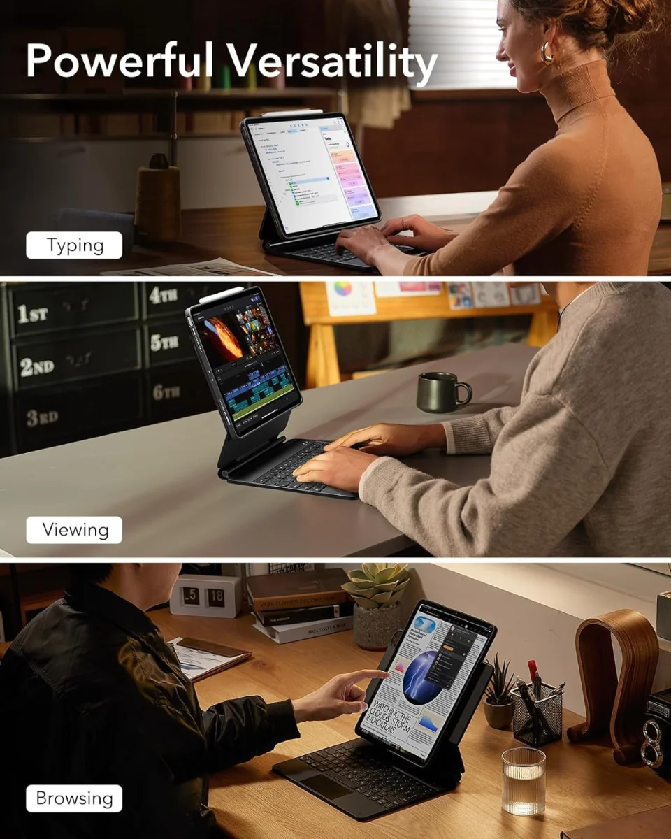 ESR Rebound Magnetic 360 iPad Pro 13 (2024/2025) Toetsenbord Hoes Zwart afbeelding 3