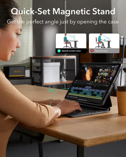 ESR Rebound Magnetic 360 iPad Pro 13 (2024/2025) Toetsenbord Hoes Zwart afbeelding 5