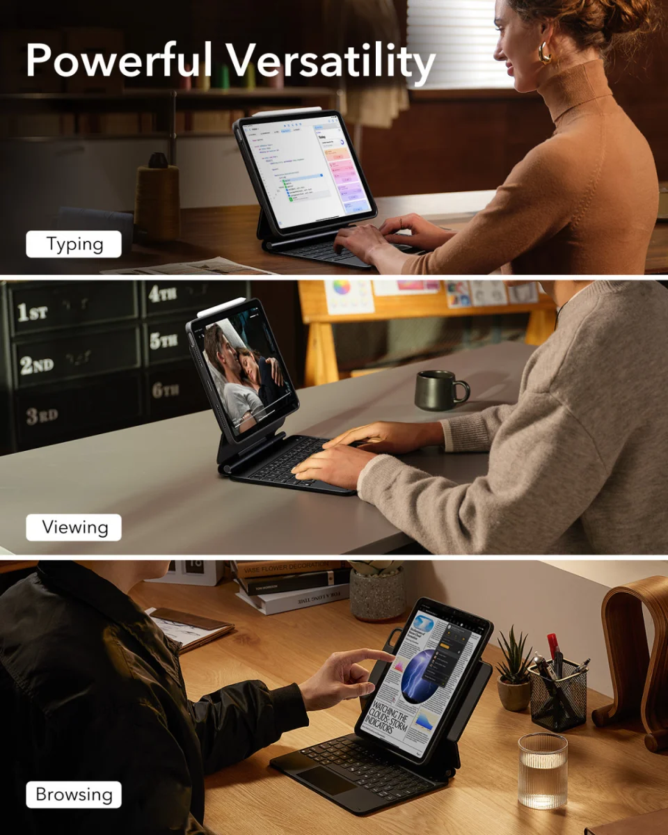 ESR Rebound Magnetic 360 iPad Pro 13 (2024/2025) Toetsenbord Hoes Wit afbeelding 2