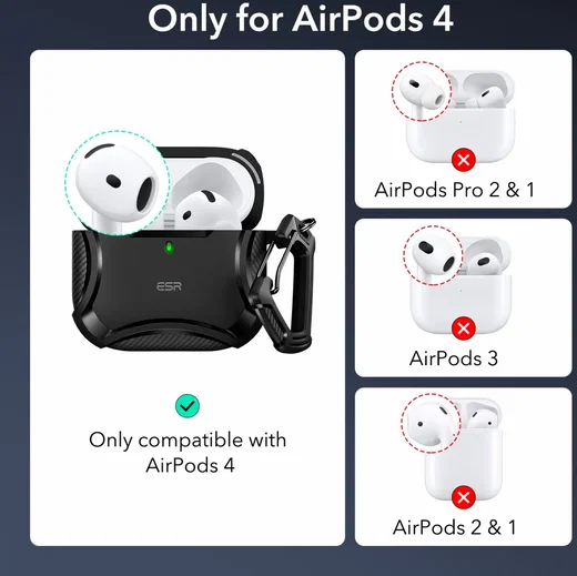 ESR Halolock Cyber Tough AirPods 4 (2024) Hoes Magsafe Zwart afbeelding 2