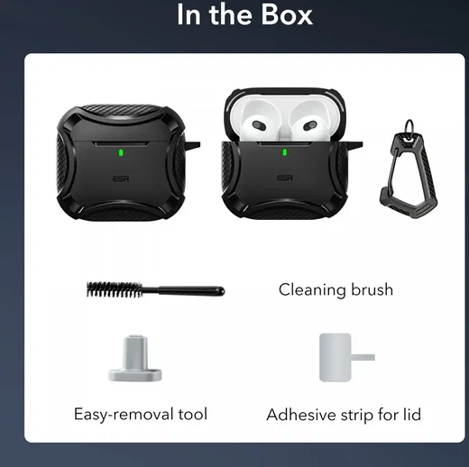 ESR Halolock Cyber Tough AirPods 4 (2024) Hoes Magsafe Zwart afbeelding 9