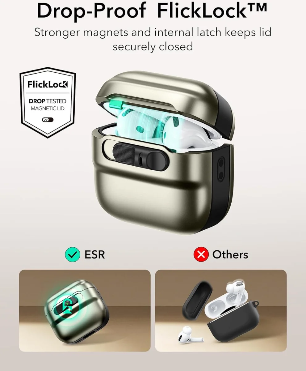 ESR HaloLock Pulse Magnetic Lock AirPods 4 (2024) Hoesje MagSafe Titanium afbeelding 4