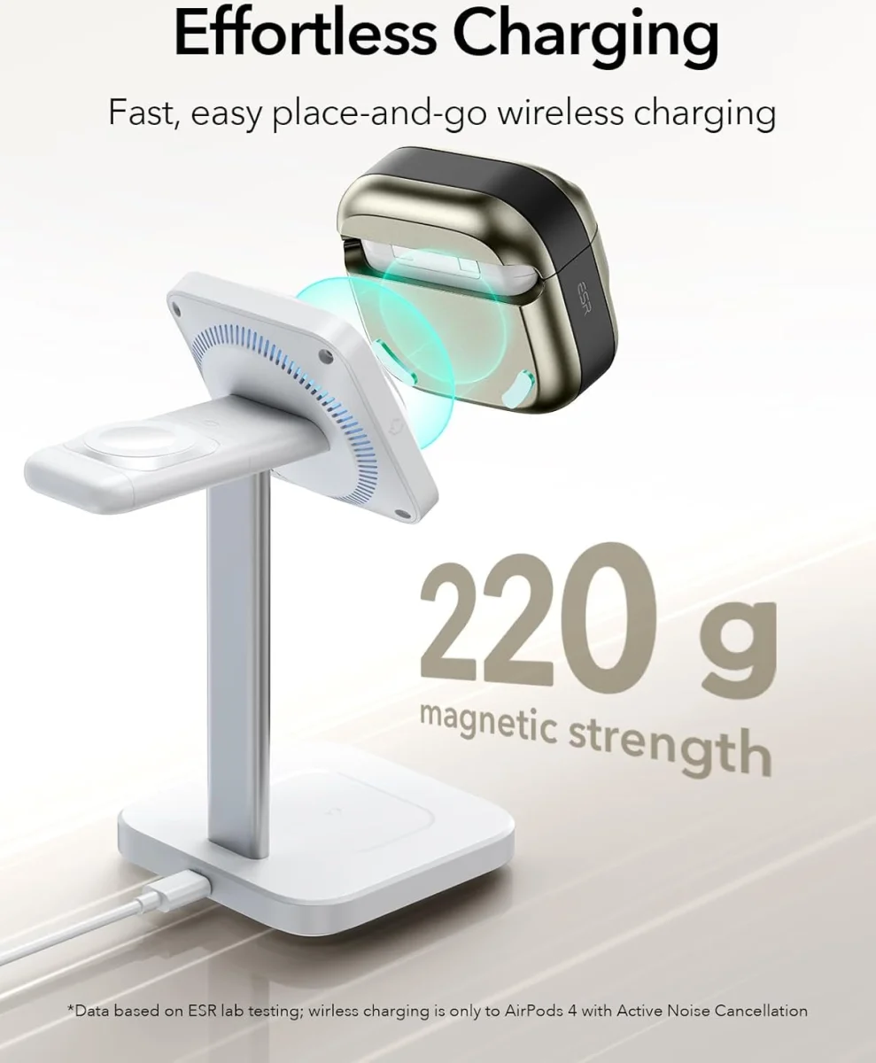 ESR HaloLock Pulse Magnetic Lock AirPods 4 (2024) Hoesje MagSafe Titanium afbeelding 5