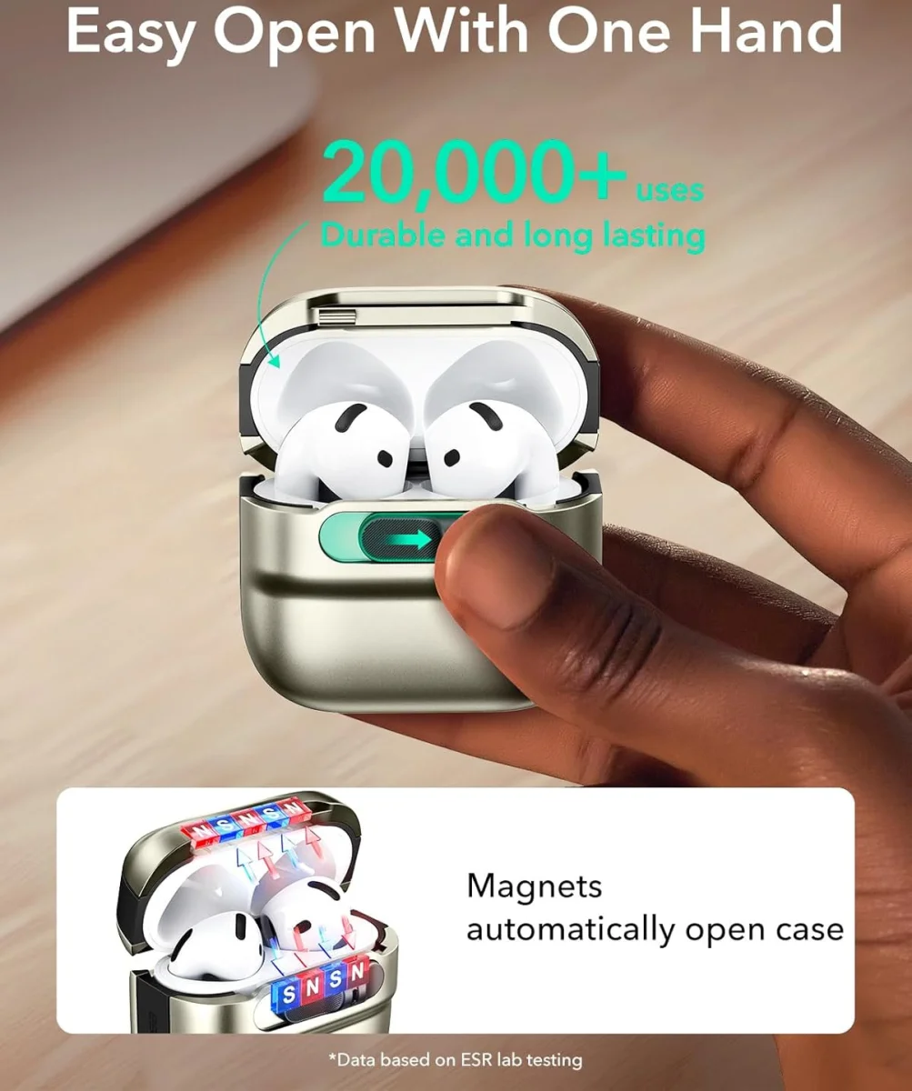 ESR HaloLock Pulse Magnetic Lock AirPods 4 (2024) Hoesje MagSafe Titanium afbeelding 6