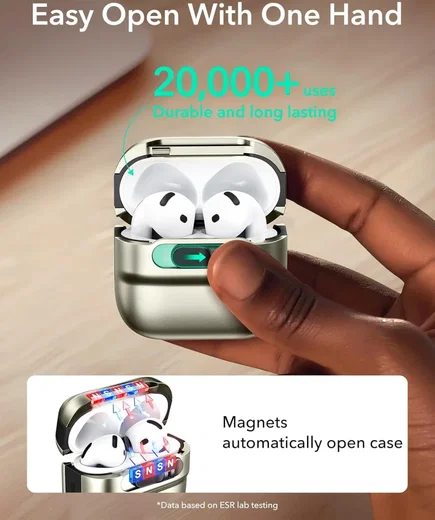 ESR HaloLock Pulse Magnetic Lock AirPods 4 (2024) Hoesje MagSafe Titanium afbeelding 6