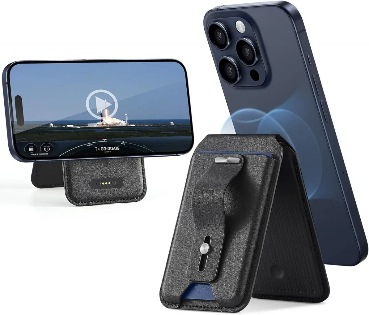 ESR HaloLock Magnetische MagSafe Kaarthouder met Find My Zwart afbeelding 1