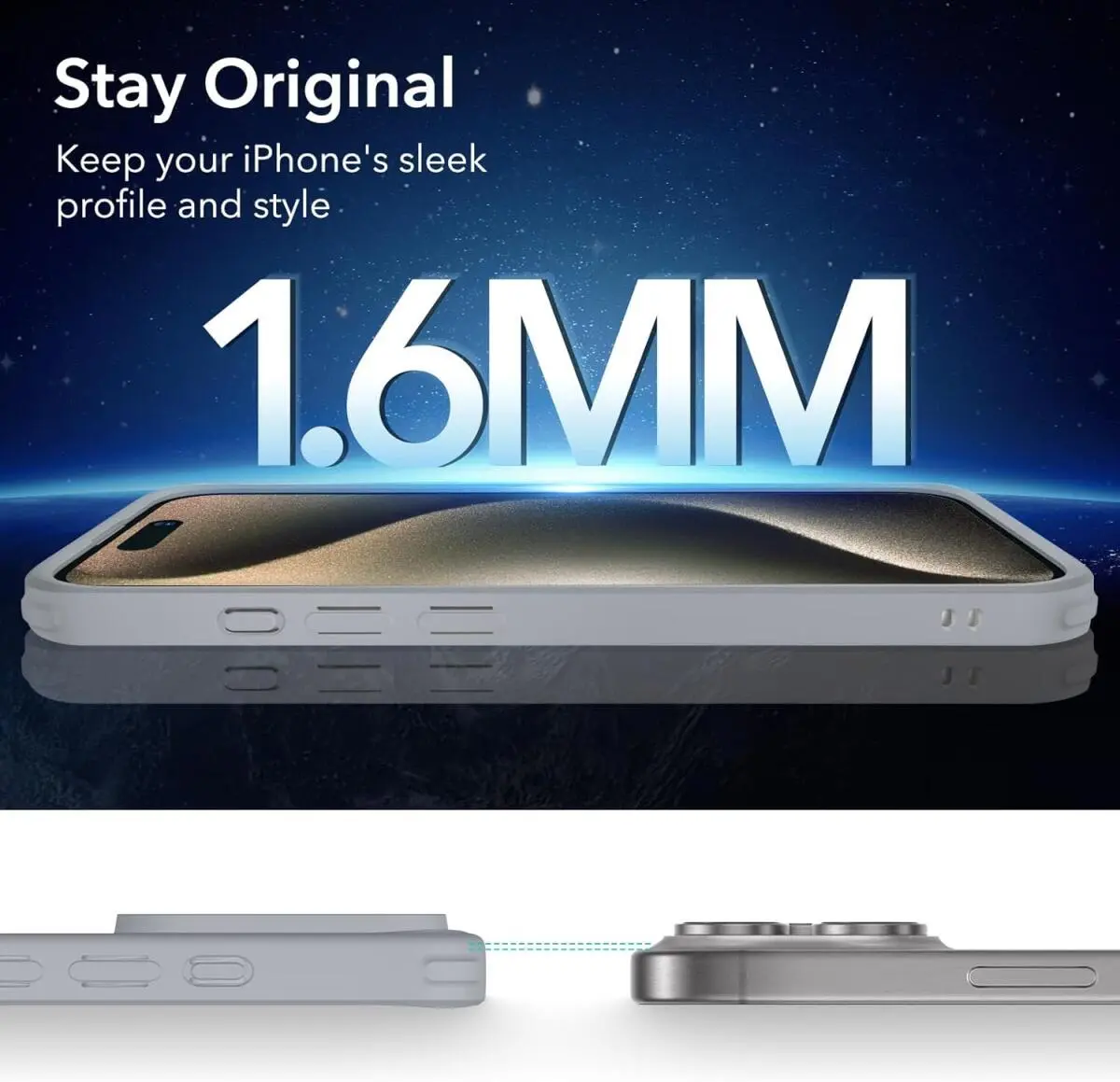 ESR Classic Hybrid iPhone 15 Pro Max Hoesje MagSafe Transparant Grijs afbeelding 4