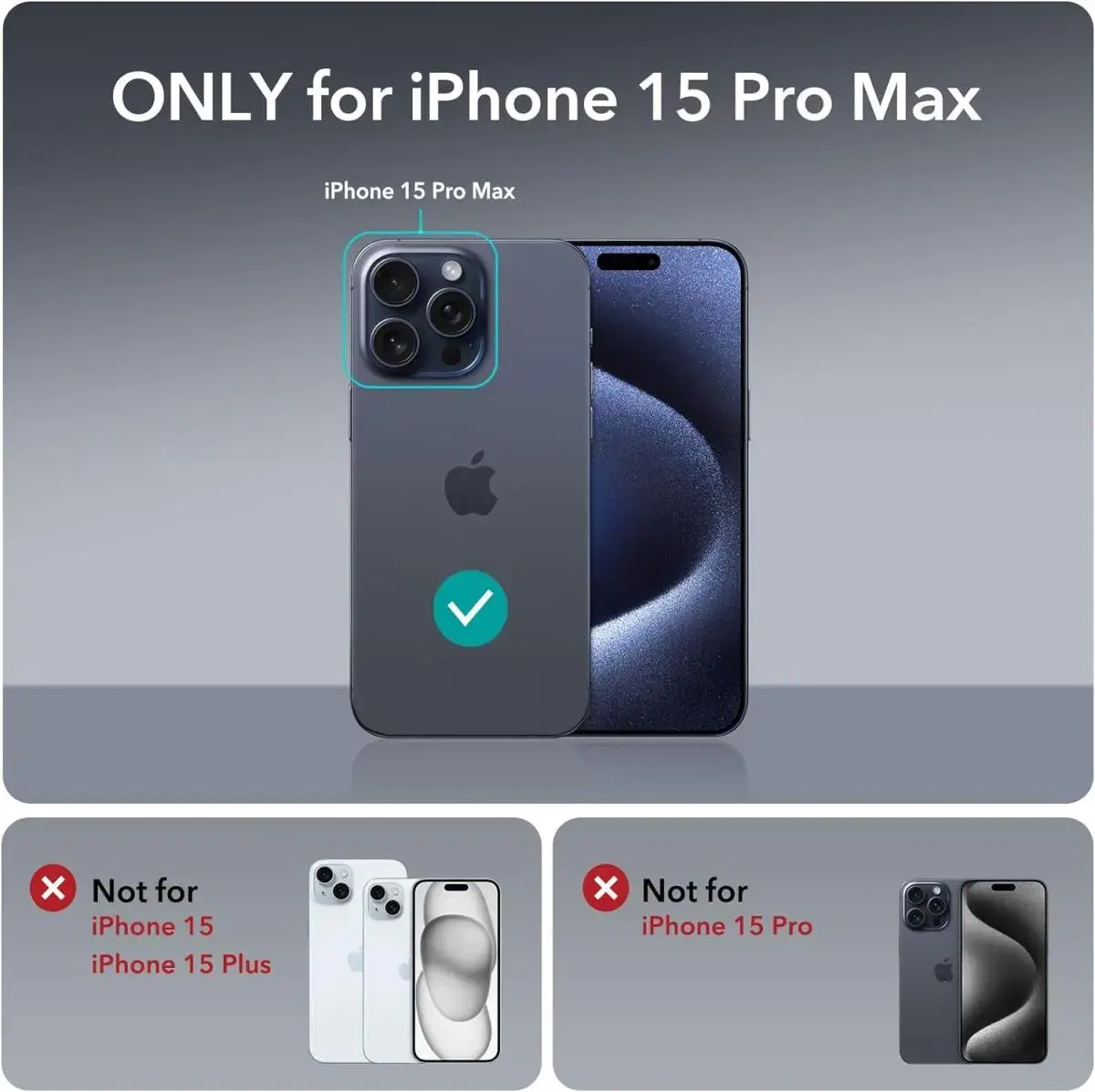 ESR Classic Hybrid iPhone 15 Pro Max Hoesje MagSafe Transparant Grijs afbeelding 8