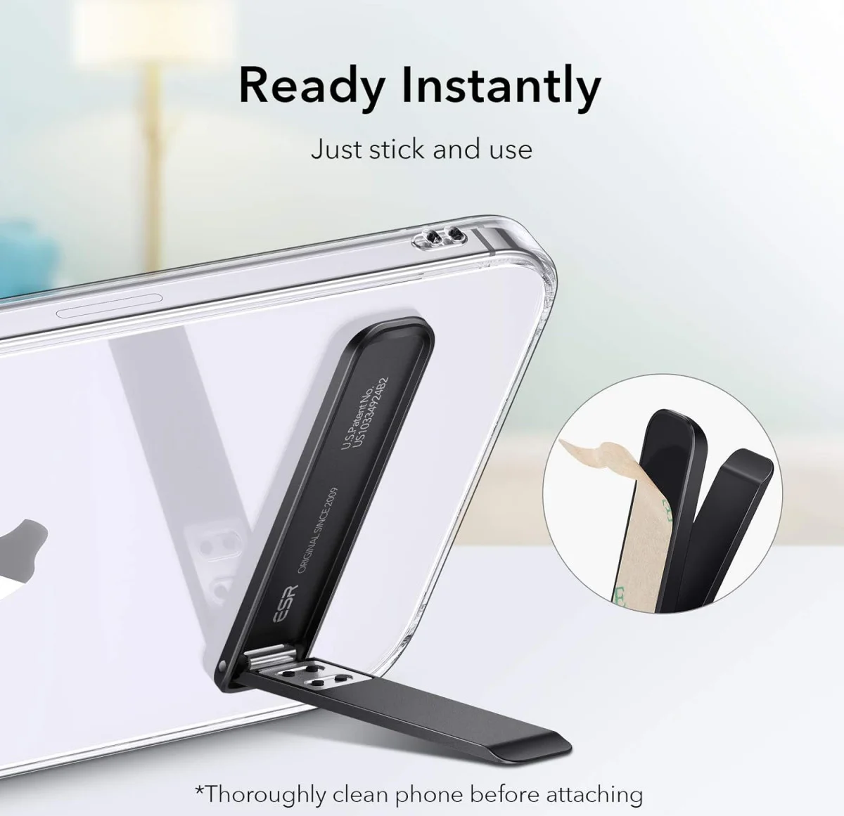 ESR Boost Phone Kickstand - Universele Standaard voor Telefoons Zwart afbeelding 4