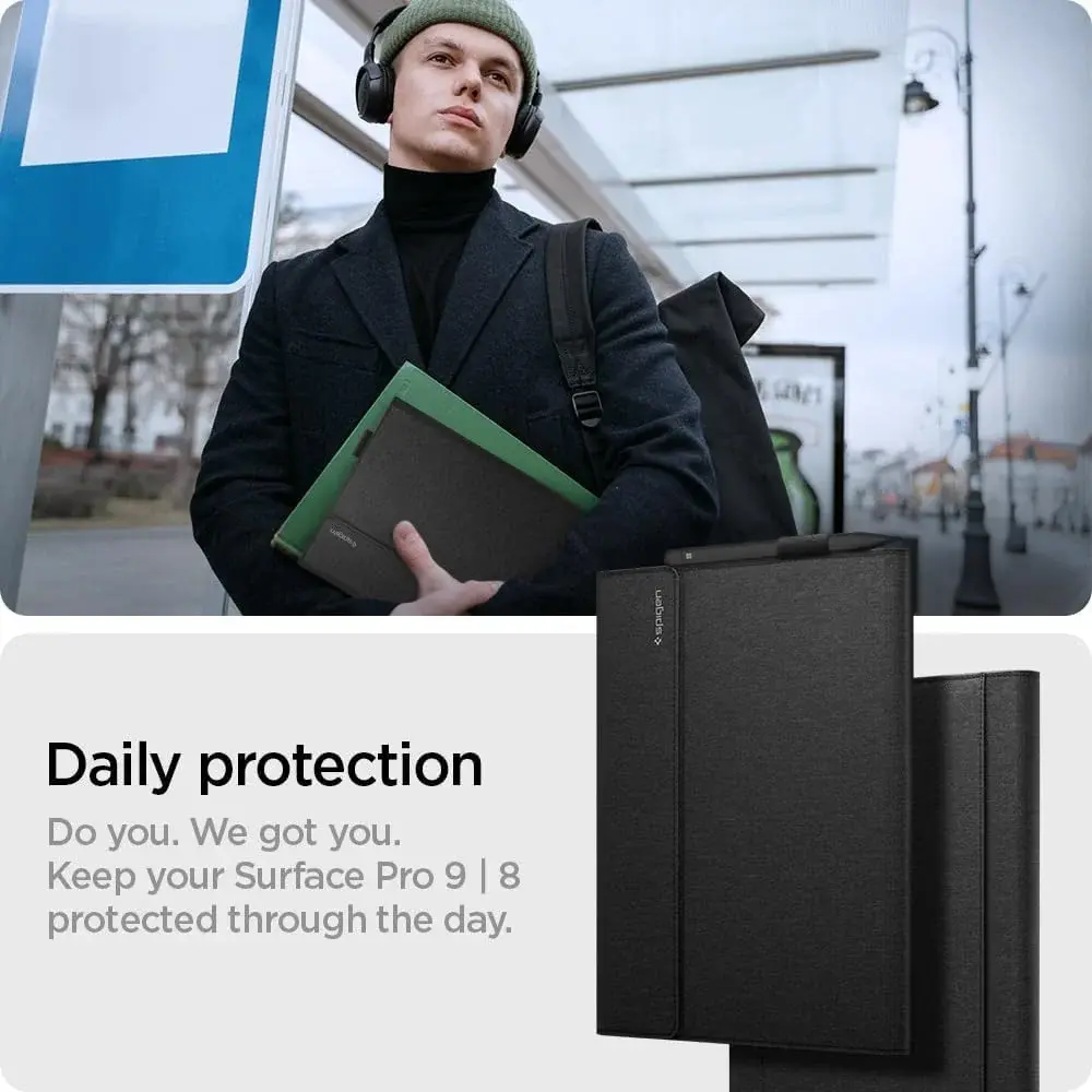 Spigen Stand Folio Microsoft Surface Pro 8 Hoes Book Case met Stand Zwart afbeelding 7