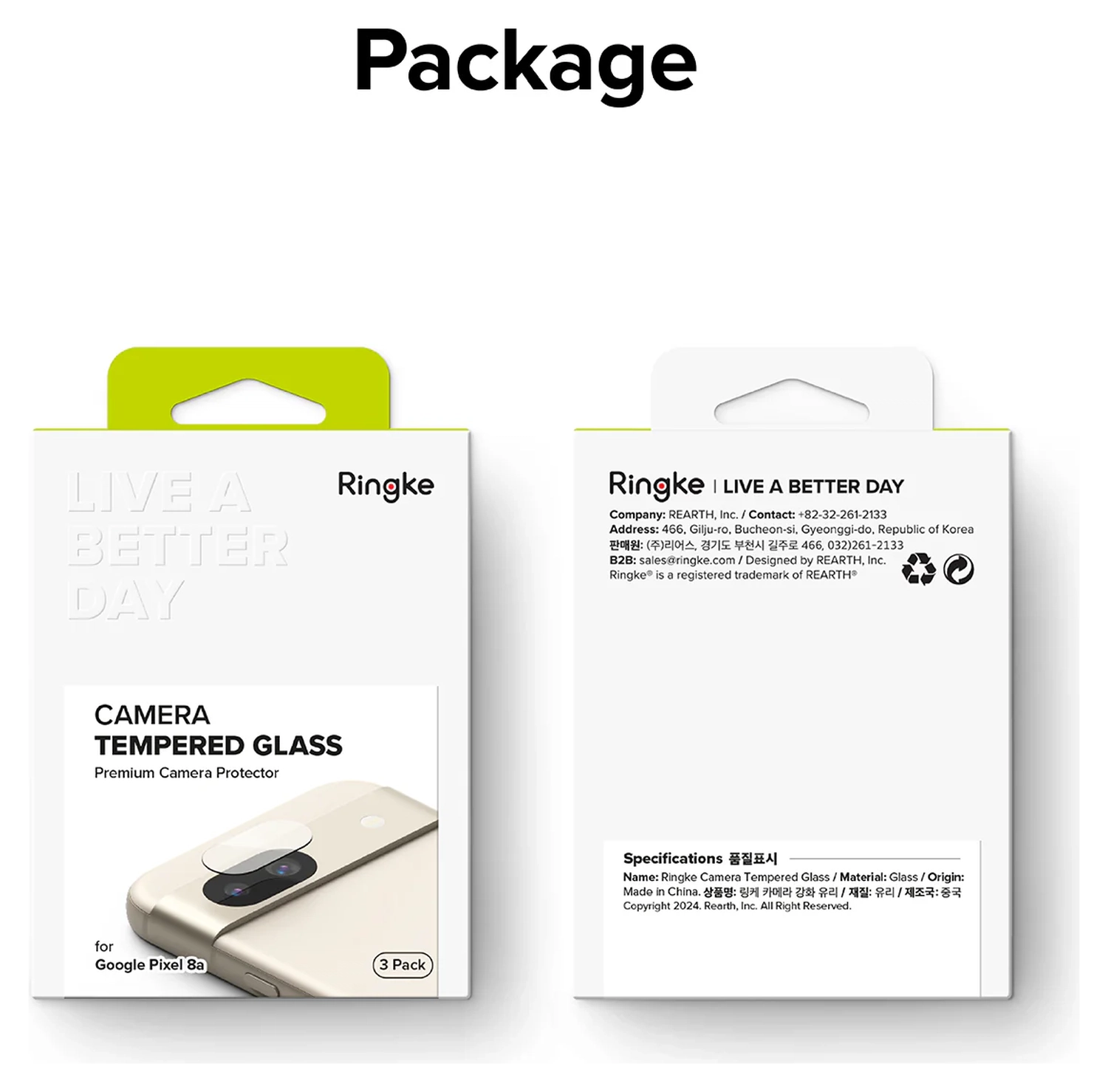 Ringke Google Pixel 8a Camera Protector Tempered Glass [3-Pack] afbeelding 10