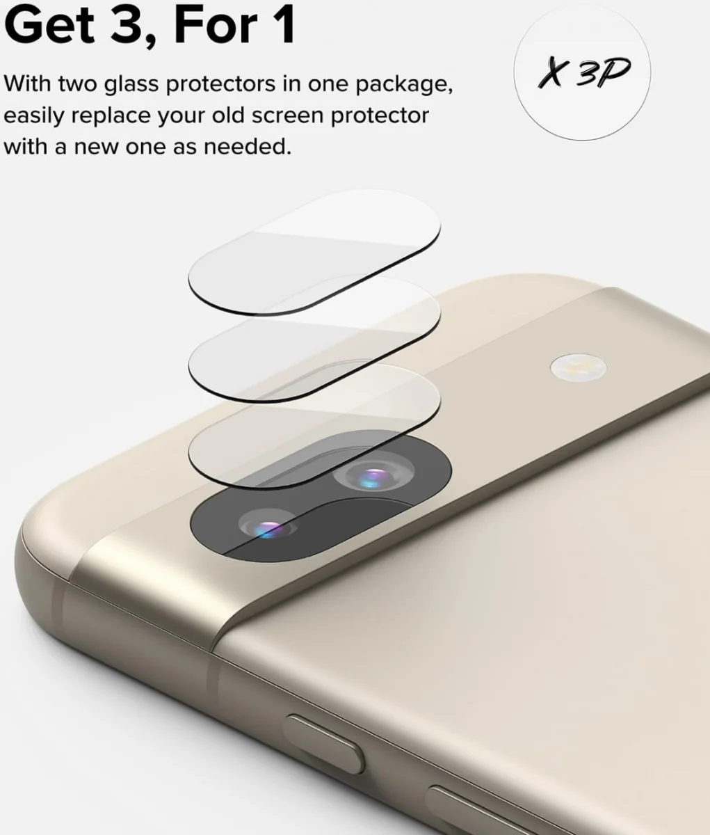 Ringke Google Pixel 8a Camera Protector Tempered Glass [3-Pack] afbeelding 4