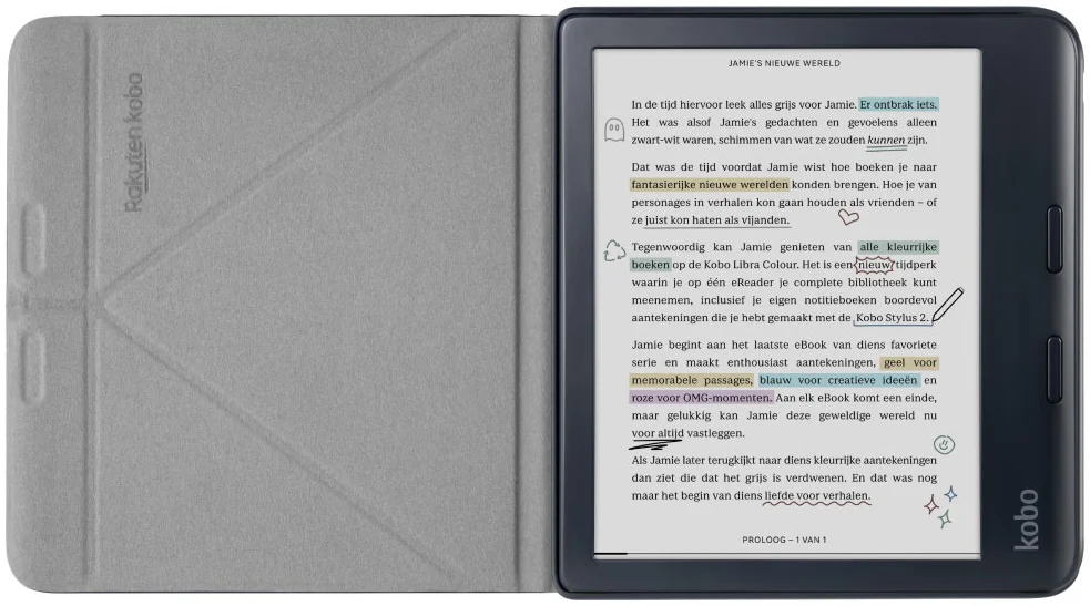 Origineel Kobo Libra Colour Hoes SleepCover Book Case Zwart afbeelding 2