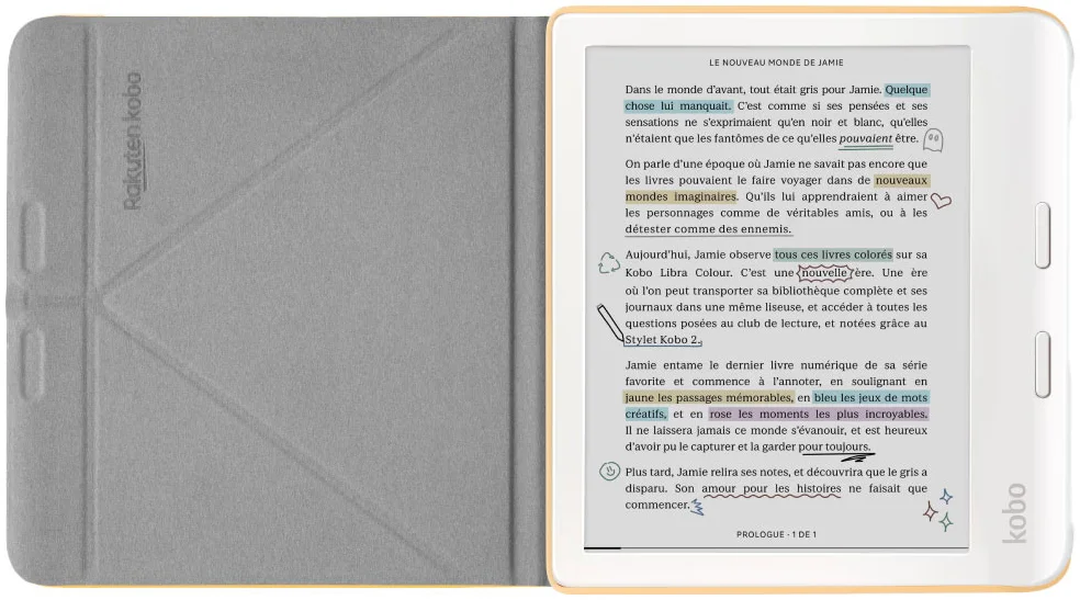 Origineel Kobo Libra Colour Hoes SleepCover Book Case Geel afbeelding 2