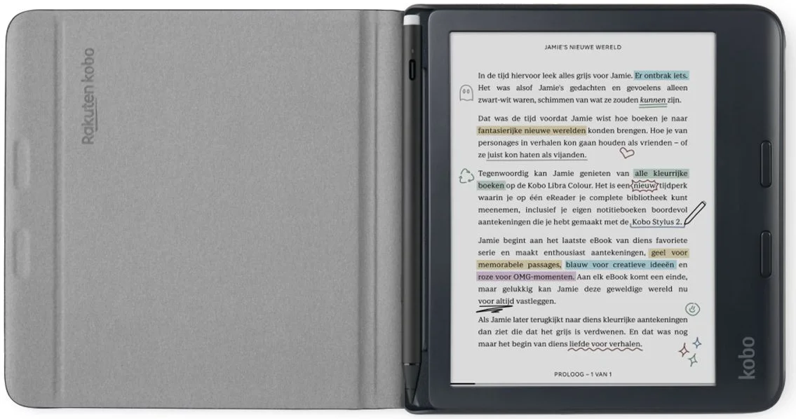 Origineel Kobo Libra Colour Hoes Notebook SleepCover Book Case Zwart afbeelding 2