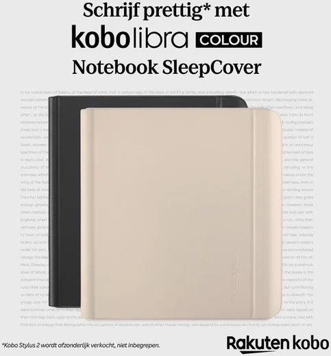 Origineel Kobo Libra Colour Hoes Notebook SleepCover Book Case Zwart afbeelding 4