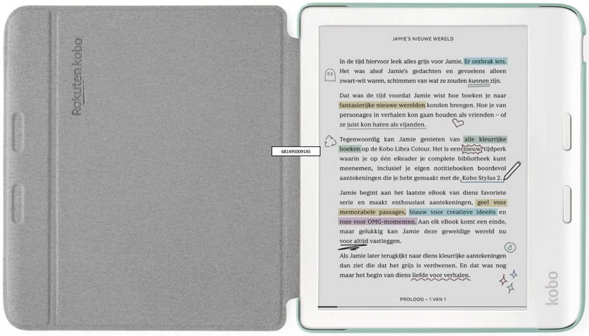 Origineel Kobo Libra Colour Hoes Basic SleepCover Book Case Groen afbeelding 2