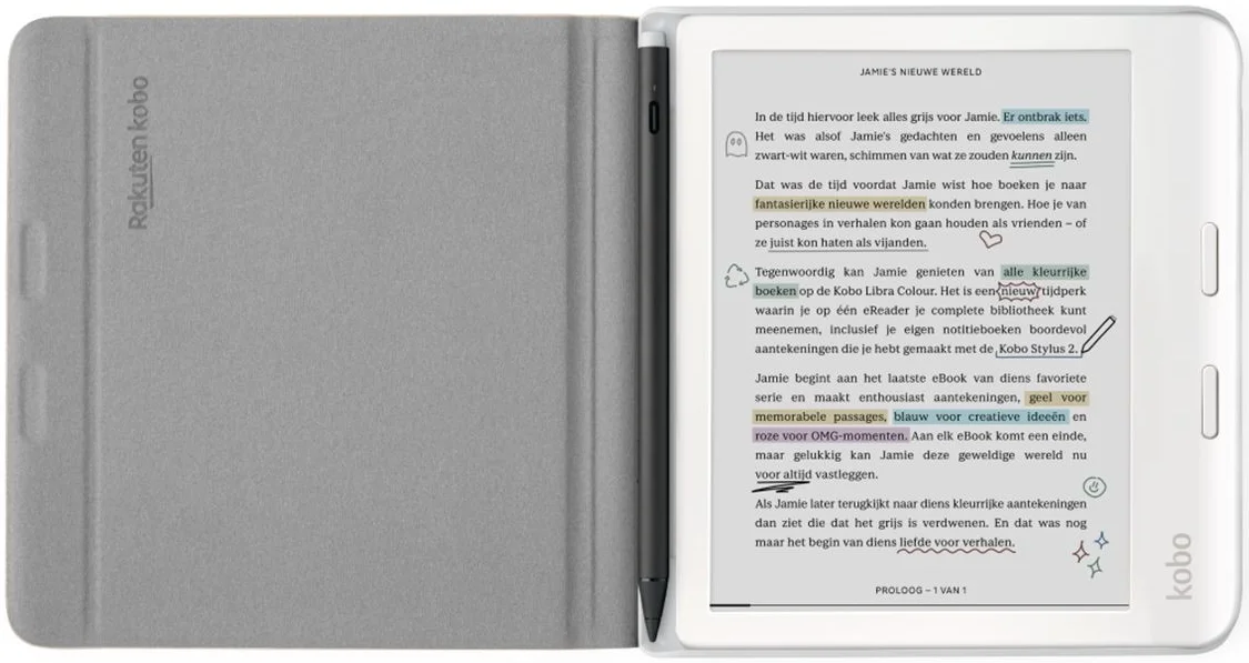 Origineel Kobo Libra Colour Hoes Notebook SleepCover Book Case Beige afbeelding 2