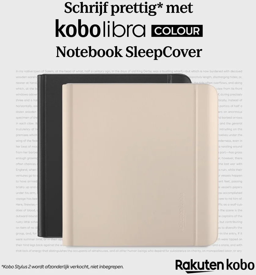 Origineel Kobo Libra Colour Hoes Notebook SleepCover Book Case Beige afbeelding 4