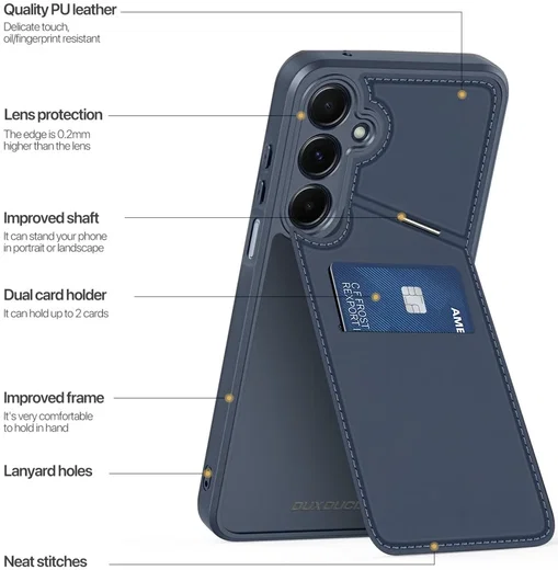 Dux Ducis Rafi II Samsung Galaxy A15 Hoesje Pasjes Houder met Flip Blauw afbeelding 12