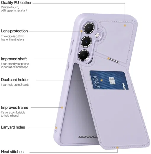Dux Ducis Rafi II Samsung Galaxy A35 Hoesje Pasjes Houder met Flip Paars afbeelding 11