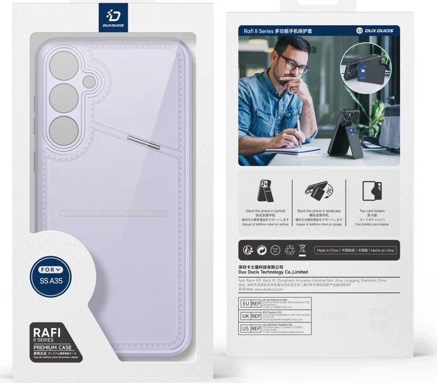 Dux Ducis Rafi II Samsung Galaxy A35 Hoesje Pasjes Houder met Flip Paars afbeelding 16