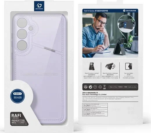 Dux Ducis Rafi II Samsung Galaxy A35 Hoesje Pasjes Houder met Flip Paars afbeelding 16