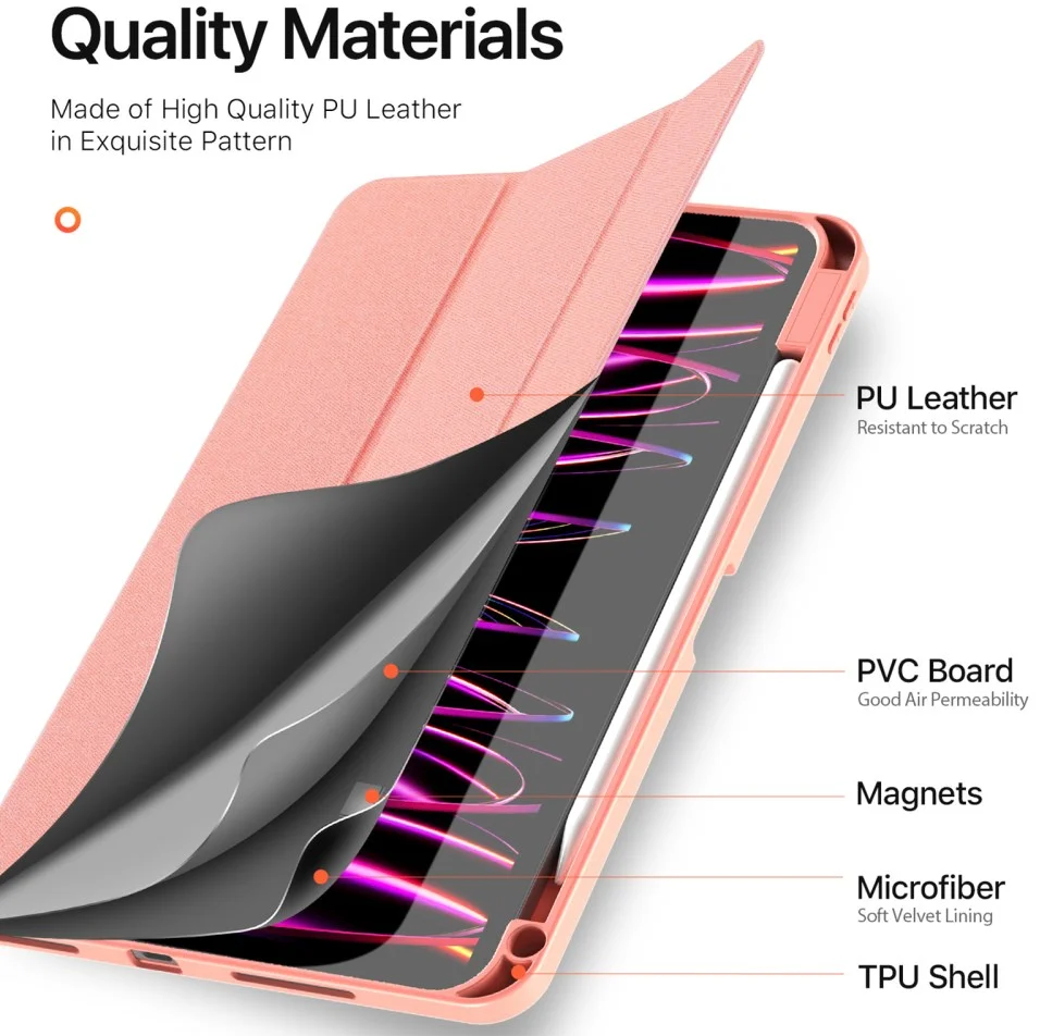 Dux Ducis Domo iPad Pro 11 (2024/2025) Hoes Tri-Fold Book Case Roze afbeelding 10