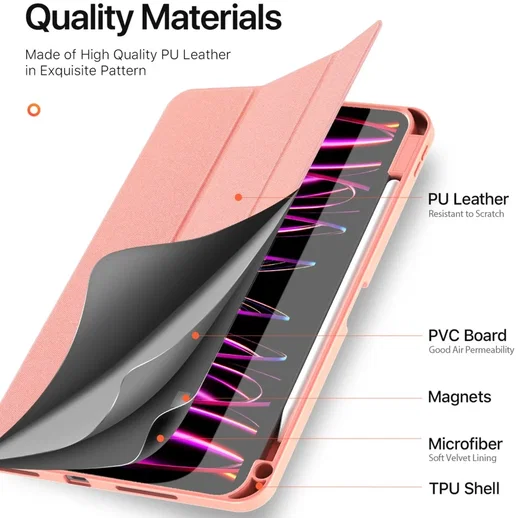 Dux Ducis Domo iPad Pro 11 (2024/2025) Hoes Tri-Fold Book Case Roze afbeelding 10