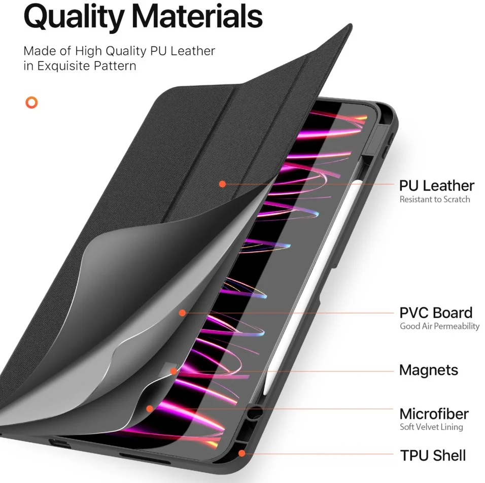 Dux Ducis Domo iPad Pro 13 (2024/2025) Hoes Tri-Fold Book Case Zwart afbeelding 11