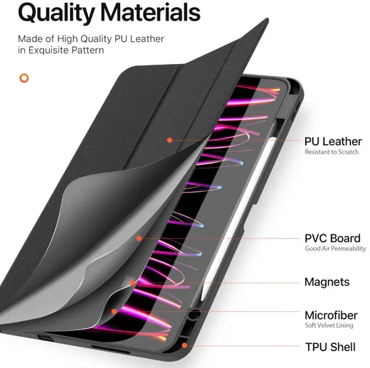 Dux Ducis Domo iPad Pro 13 (2024/2025) Hoes Tri-Fold Book Case Zwart afbeelding 11