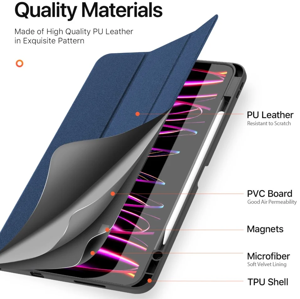 Dux Ducis Domo iPad Pro 13 (2024/2025) Hoes Tri-Fold Book Case Blauw afbeelding 11