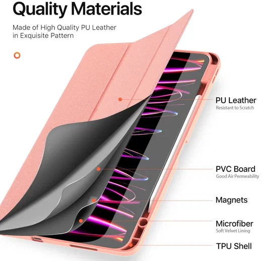 Dux Ducis Domo iPad Pro 13 (2024/2025) Hoes Tri-Fold Book Case Roze afbeelding 10
