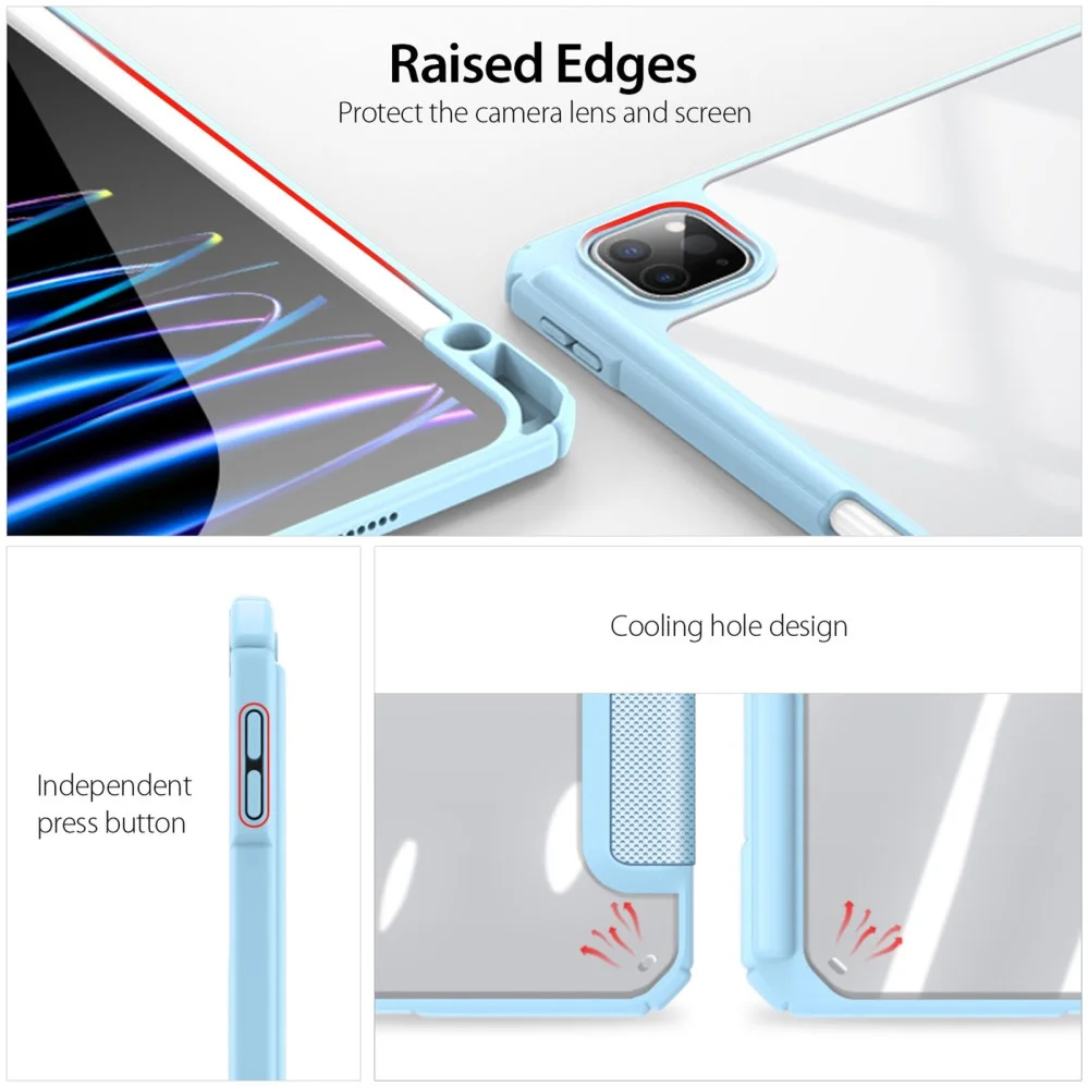 Dux Ducis Toby iPad Pro 11 (2024/2025) Hoes Tri-Fold Book Case Blauw afbeelding 5