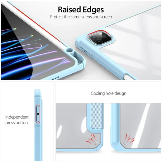 Dux Ducis Toby iPad Pro 11 (2024/2025) Hoes Tri-Fold Book Case Blauw afbeelding 5